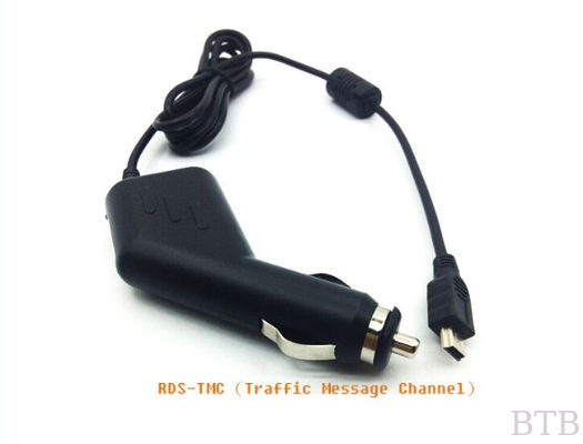 لون أسود 5V2A شاحن سيارة micro usb مع كابل RDS-TMC (قناة رسالة المرور1) المزود