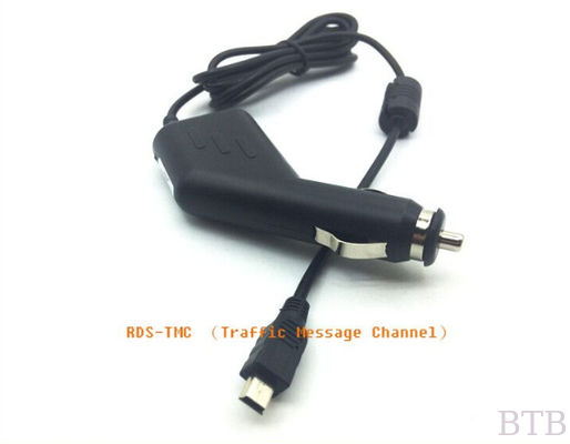 لون أسود 5V2A شاحن سيارة micro usb مع كابل RDS-TMC (قناة رسالة المرور1) المزود