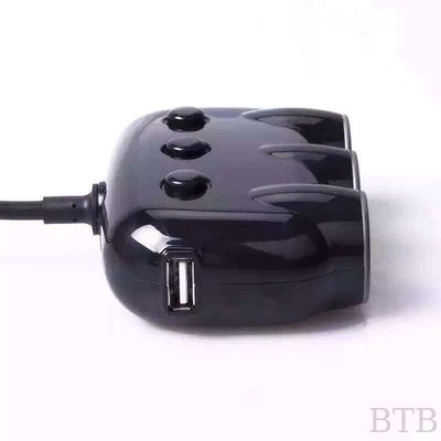 شاحن سيارات 5 فولت 3A مع 3 في 1 فندوق سيجارة مع رابط usb المزود