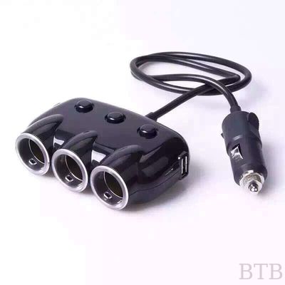 شاحن سيارات 5 فولت 3A مع 3 في 1 فندوق سيجارة مع رابط usb المزود